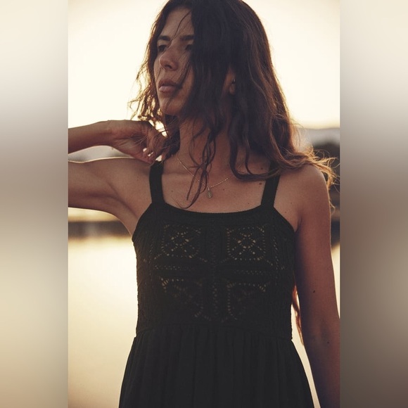 Zara COMBINATION CROCHET DRESS. Black. Size S. New with Tags. - Picture 2 of 9